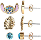 Peershardy disney – blue & gold stitch stud earrings – oorbellen set jewelry