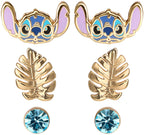 Peershardy disney – blue & gold stitch stud earrings – oorbellen set jewelry