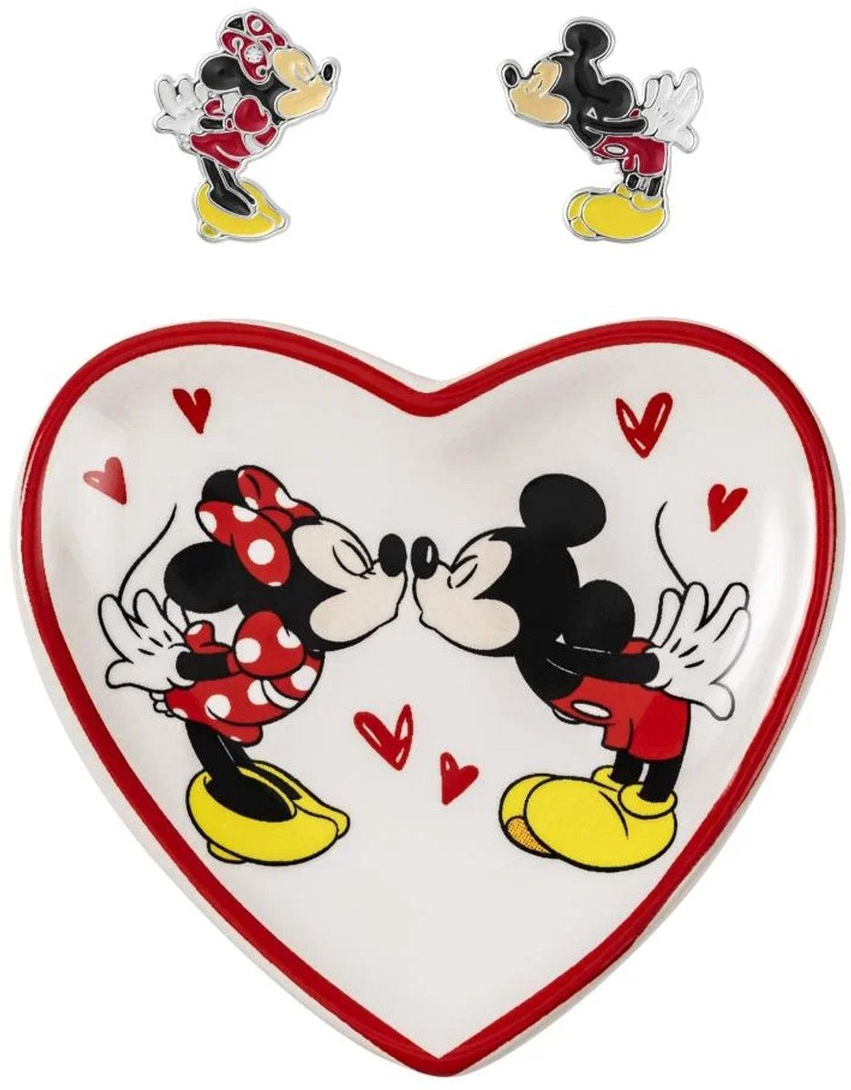 Mickey & minnie earrings and trinket tray set