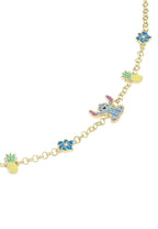 Disney stitch pineapple & flower gold plated bracelet