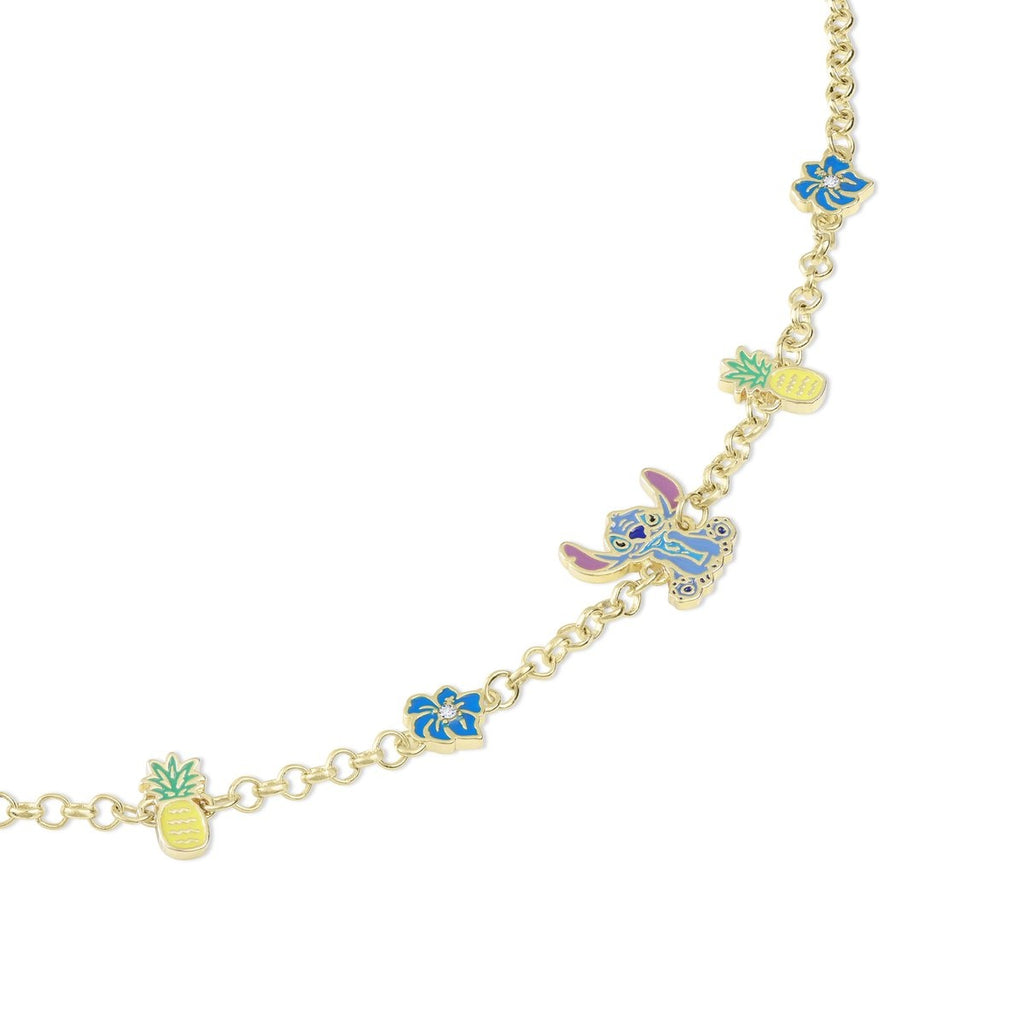Disney stitch pineapple & flower gold plated bracelet