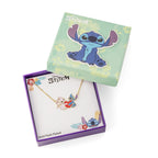 Stitch & angel enamel heart necklace