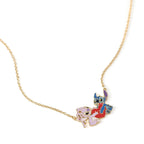 Stitch & angel enamel heart necklace