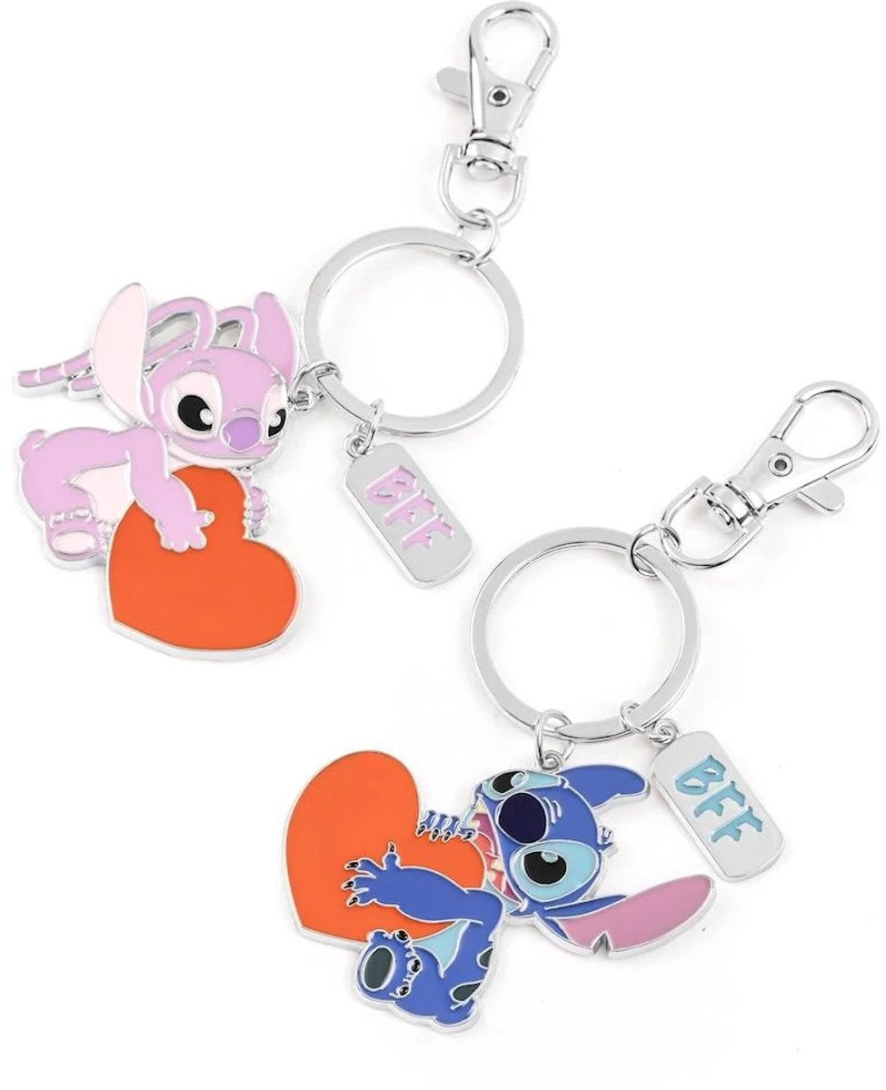 Stitch & angel bff keychain set