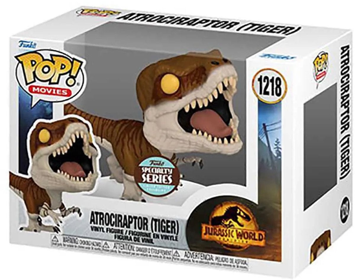 Funko atrociraptor (tiger) – funko pop – jurassic world 3: dominion figuur – 9cm