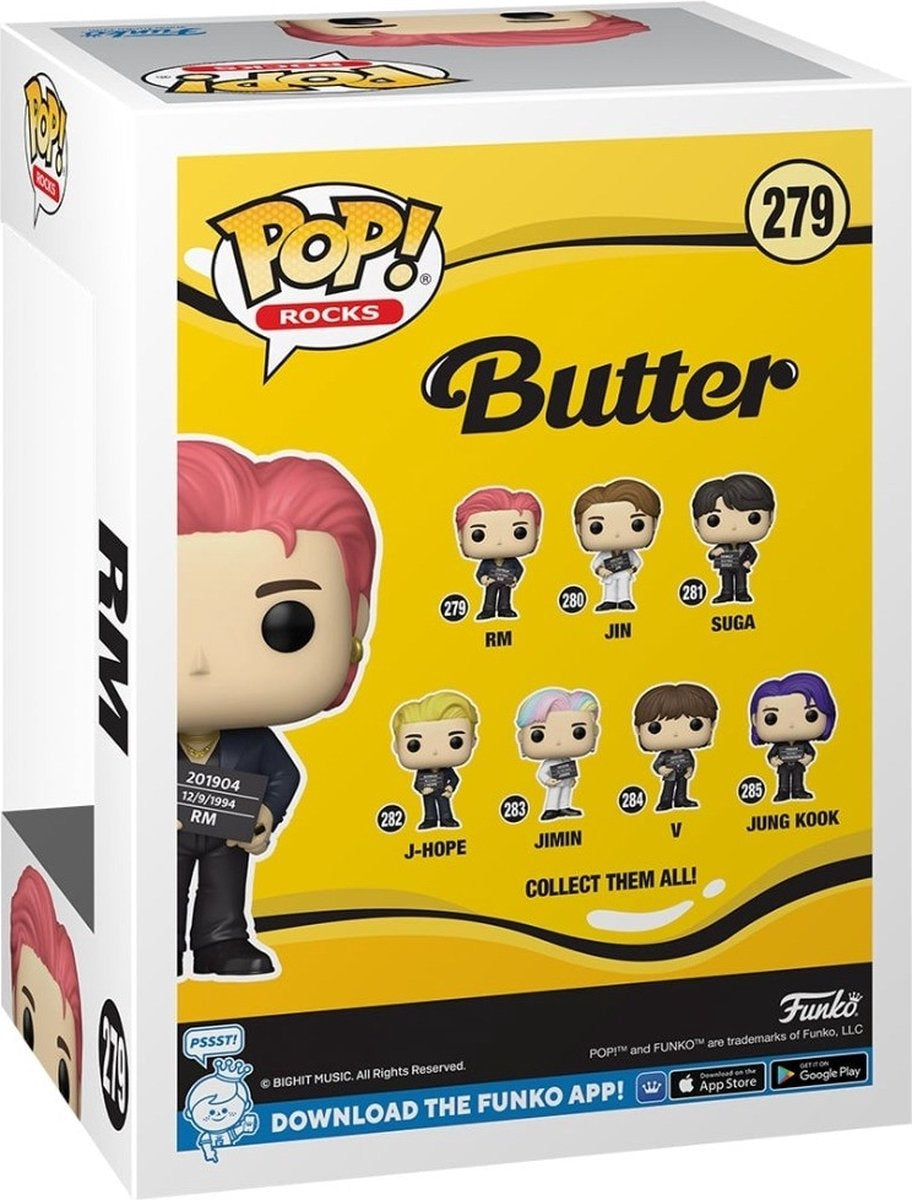 Funko pop rocks: bts butter – rm funko pop #279 – 9,5 cm – collectors box