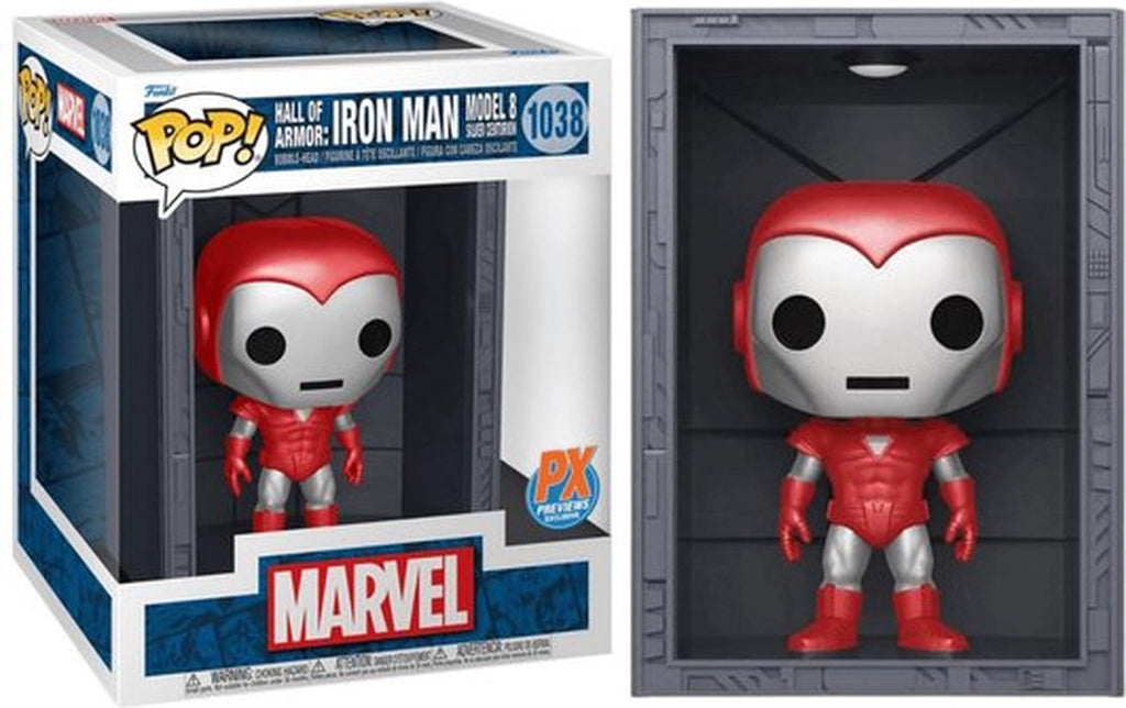Funko iron man verzamelfiguur marvel pop deluxe hall of armor iron man model 8 silver centurion px exclusive 9 cm
