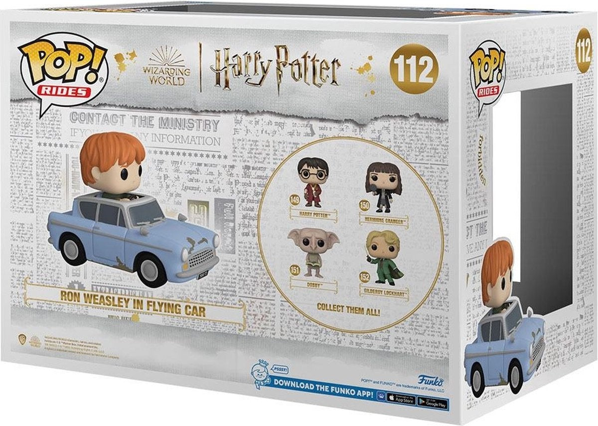 Funko Harry Potter verzamelfiguur pop rides vinyl – chamber of secrets anniversary – ron with car 15 cm