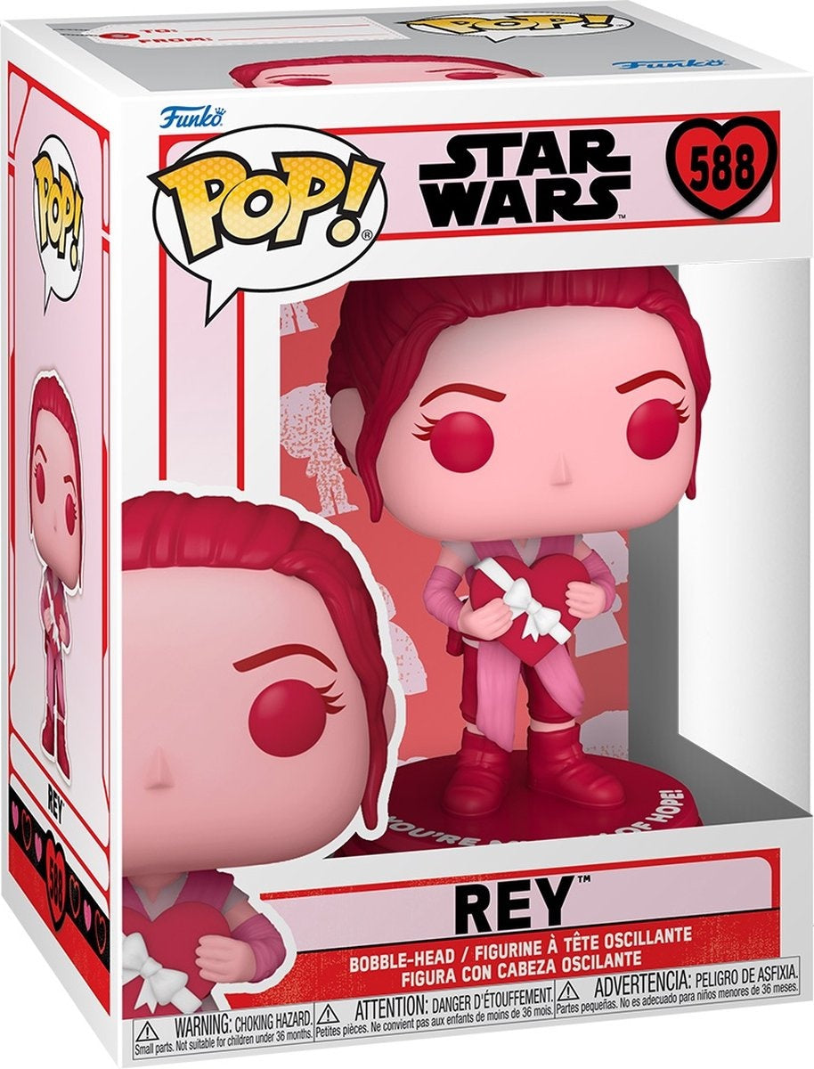 Funko star wars verzamelfiguur valentines pop star wars rey 9 cm roze