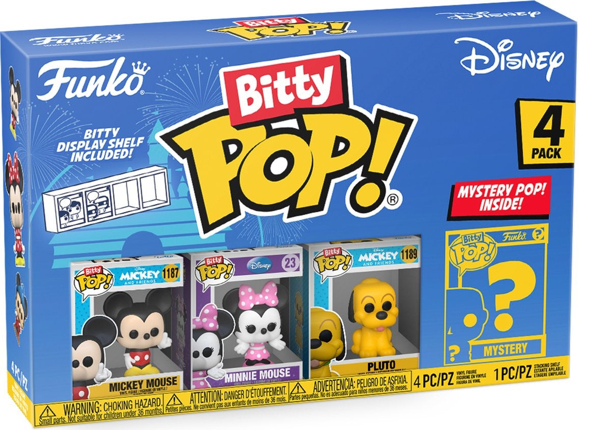 Funko mickey minnie pluto and mystery chase – funko bitty pop – disney classics figuur – 2cm – 4 pack