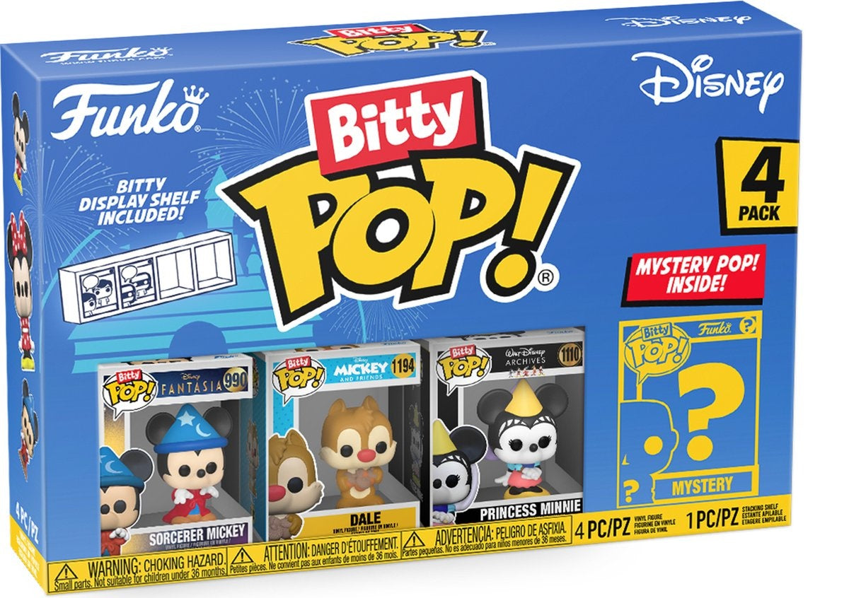Funko bitty pop disney 4 pack sorcerer mickey, dale, princess minnie and mystery