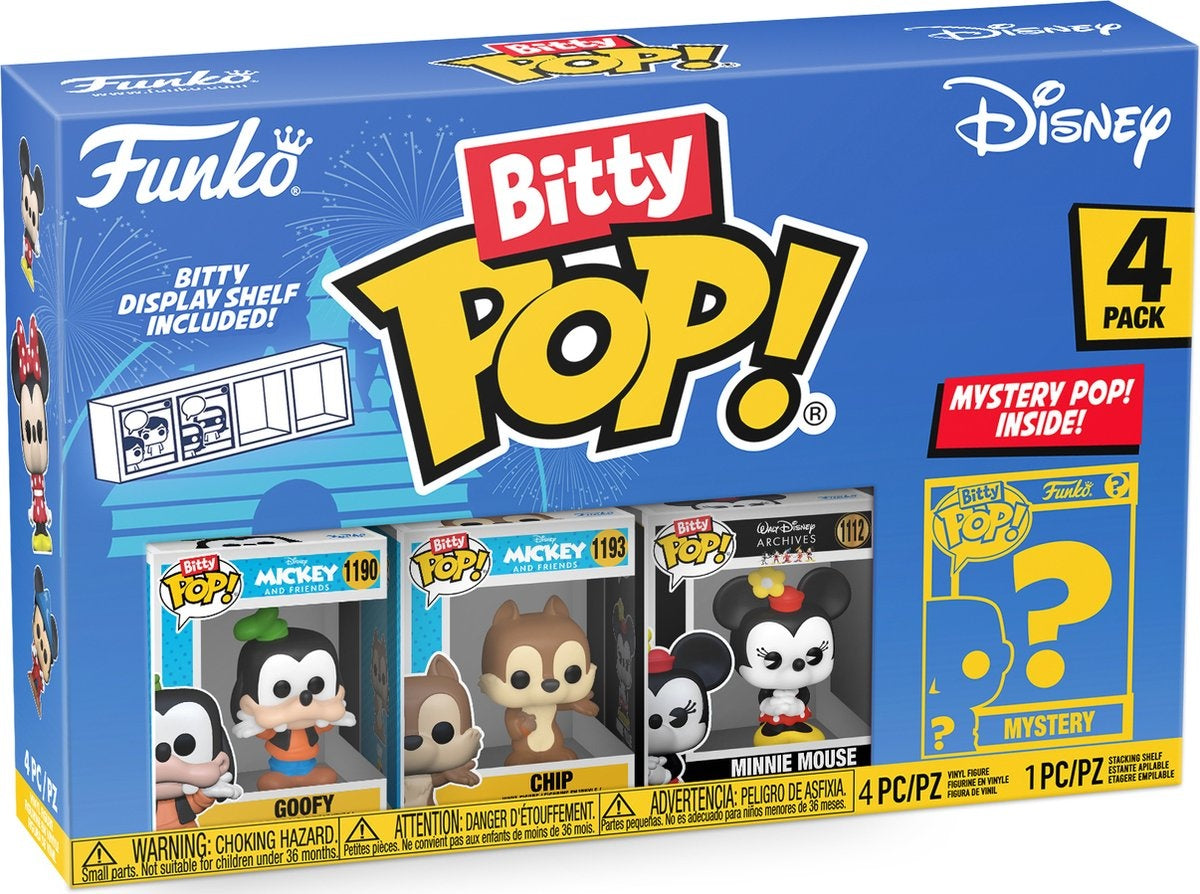 Funko bitty pop disney classics 4 pack goofy, chip, minnie mouse and mystery
