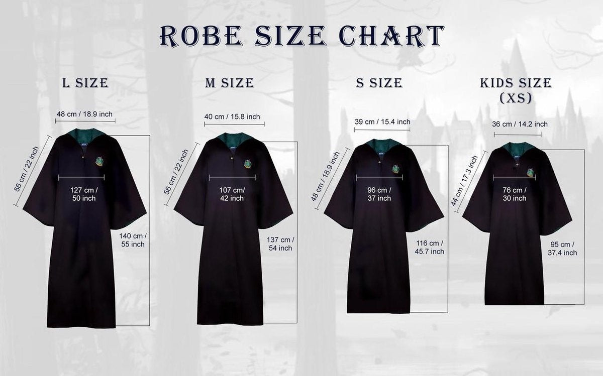 Harry Potter – slytherin wizard robe – zwaderich tovenaar kostuum – L