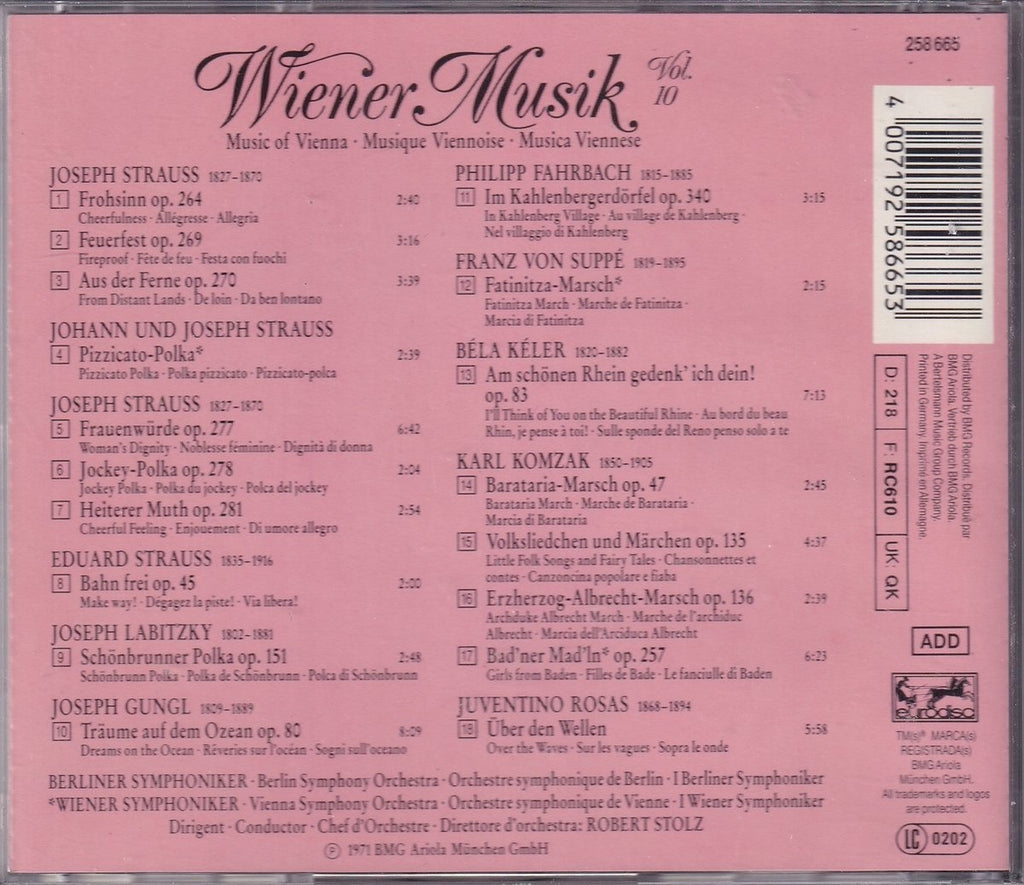 Wiener musik (music of vienna), vol. 10 – CD