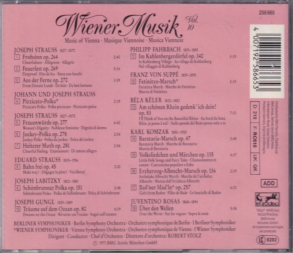 Wiener musik (music of vienna), vol. 10 – CD