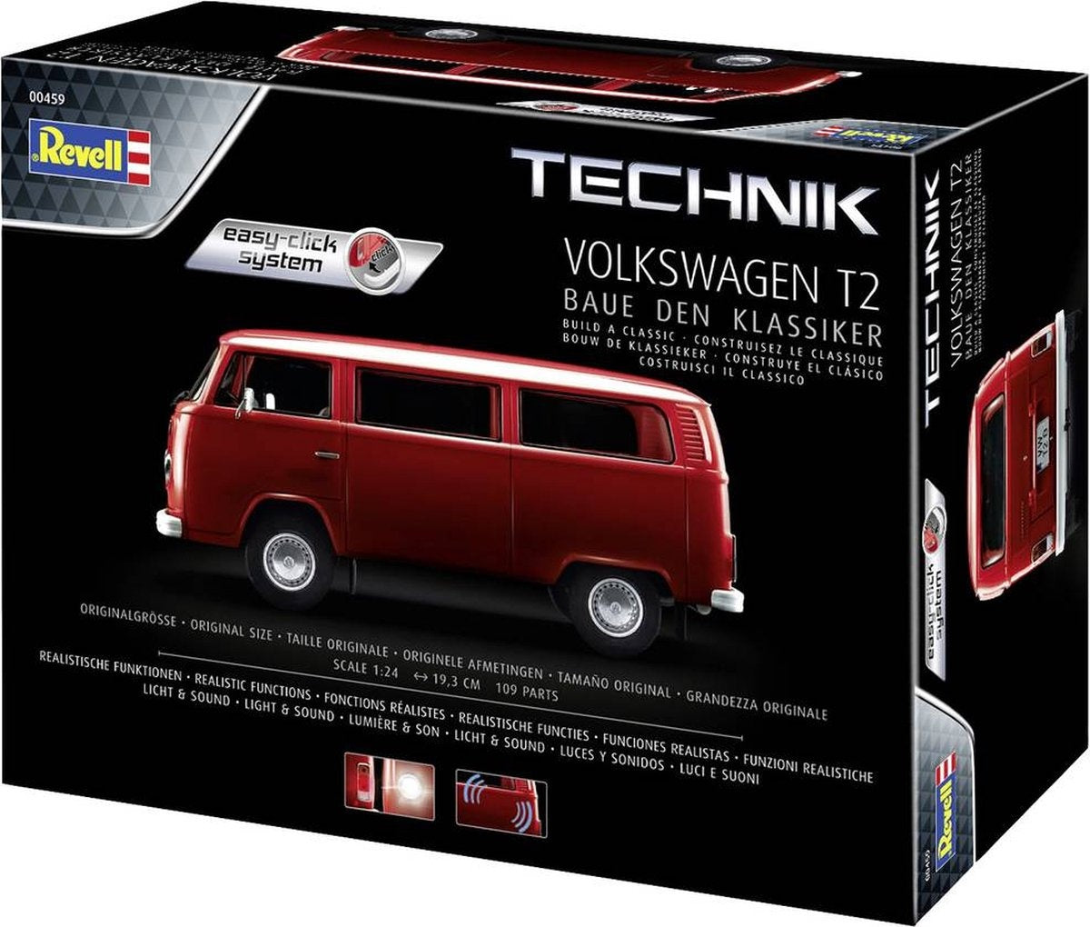 Revell modelbouwpakket auto – 00459 volkswagen vw t2 bus – technik – easy click system plastic – 1:24 – modelbouw