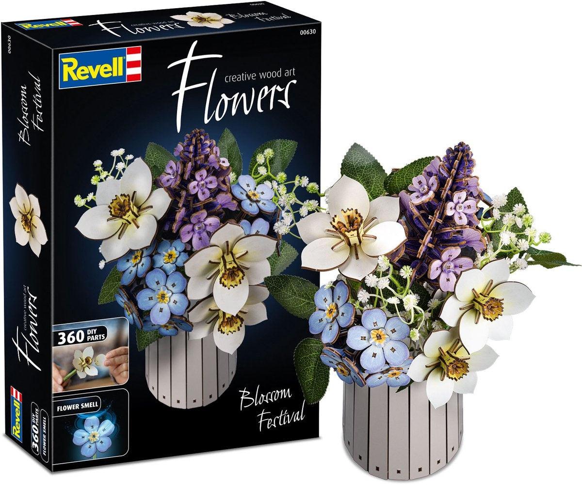 Revell modelbouwpakket – 3d houten puzzel boemen – diy modelbouw bouwpakket – creatief knutselen – bloemenfestival 00630 flowers