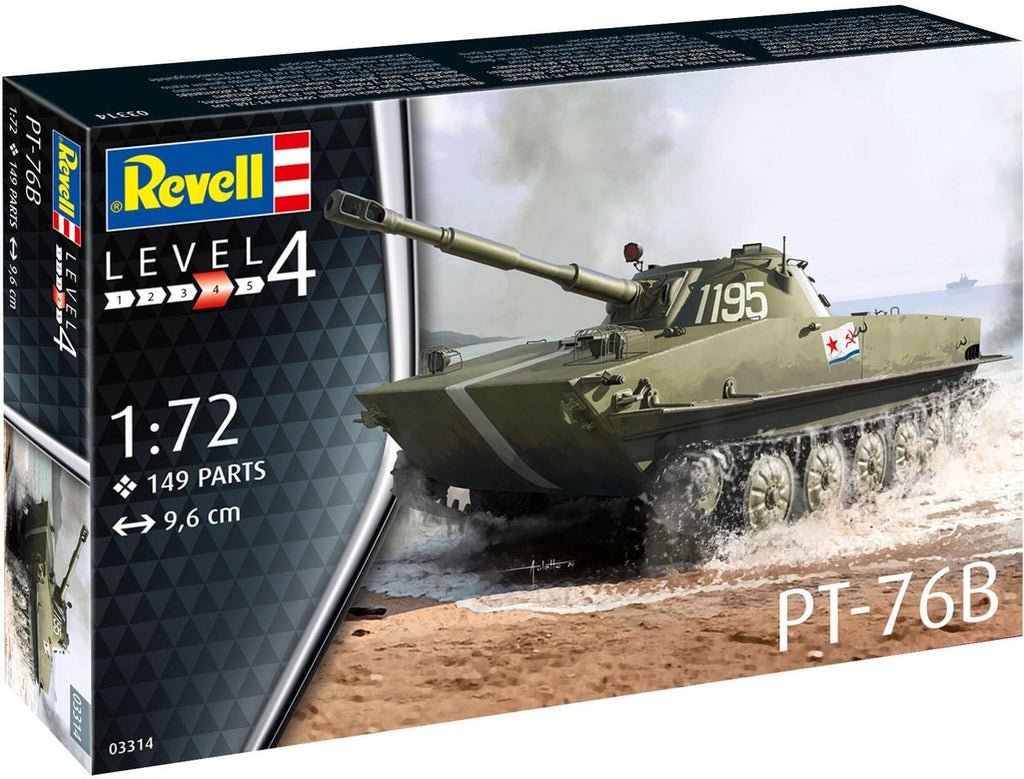Revell modelbouwpakket militaire voertuigen – 03314 pt-76b tank plastic – 1:72 – modelbouw
