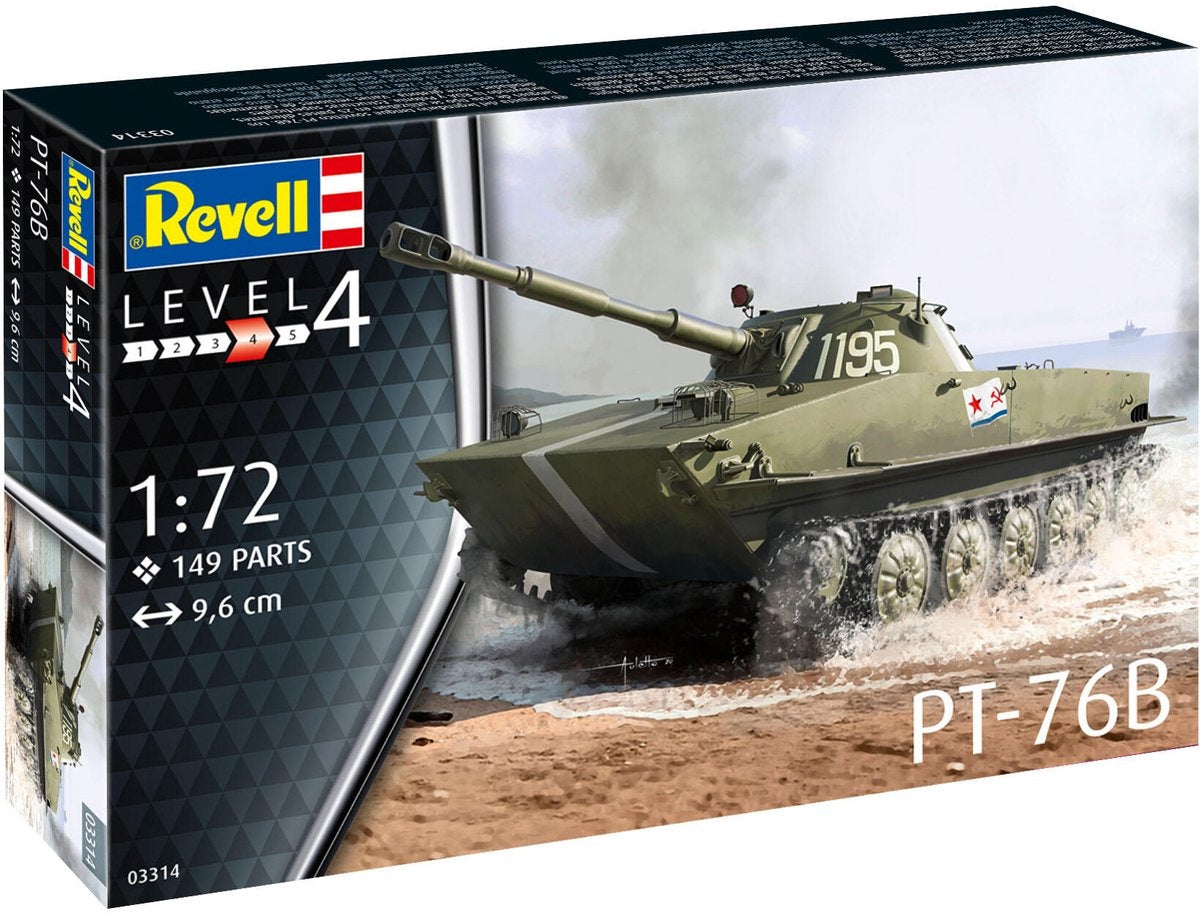 Revell modelbouwpakket militaire voertuigen – 03314 pt-76b tank plastic – 1:72 – modelbouw