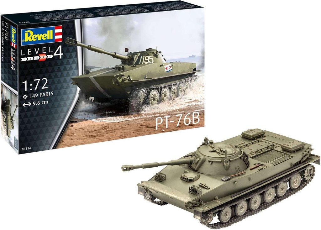 Revell modelbouwpakket militaire voertuigen – 03314 pt-76b tank plastic – 1:72 – modelbouw