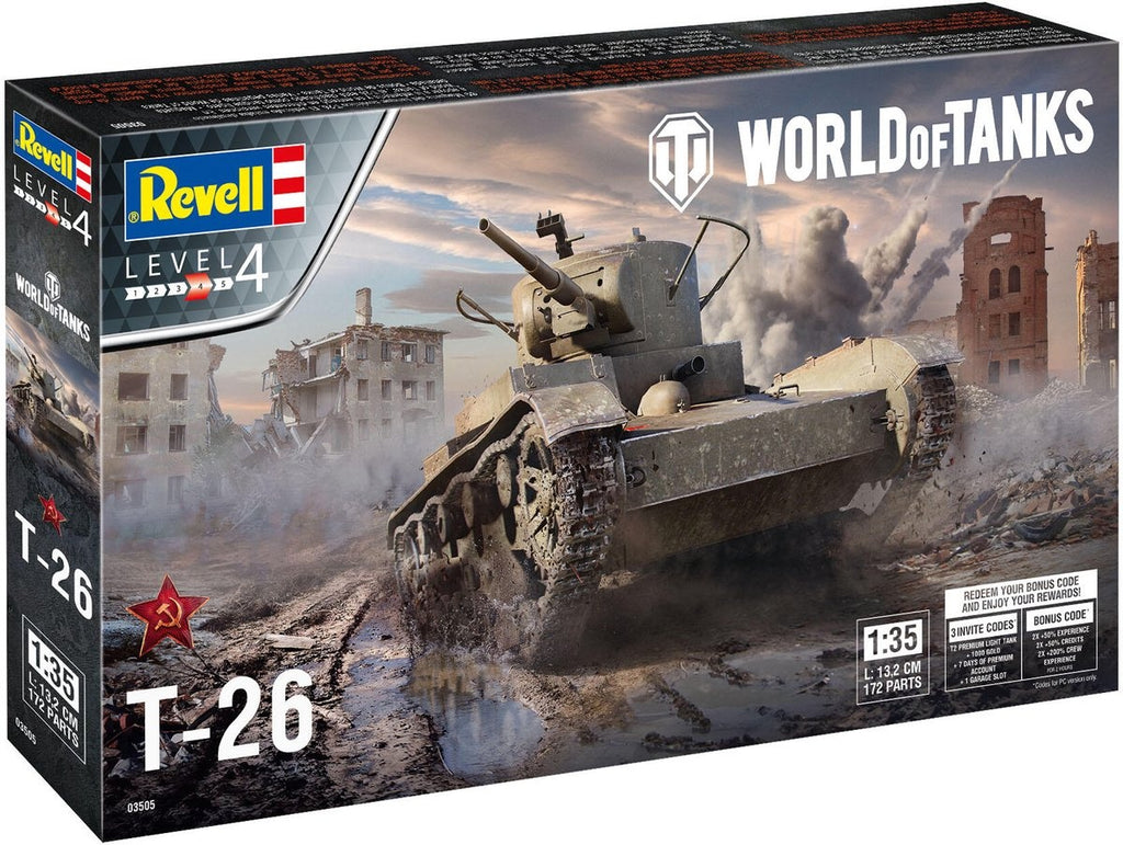 Revell modelbouwpakket militaire voertuigen – 03505 t-26 – world of tanks plastic – 1:35 – modelbouw