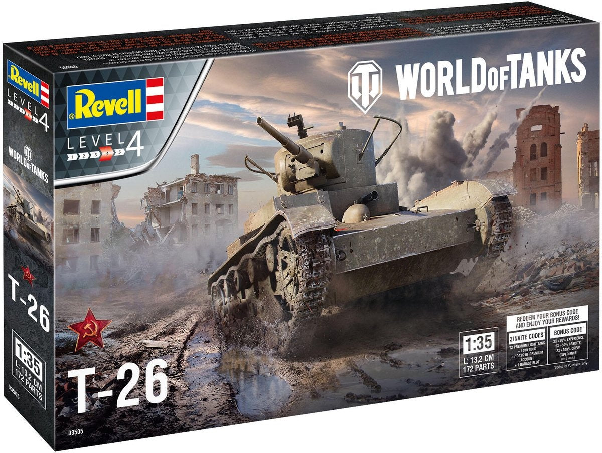 Revell modelbouwpakket militaire voertuigen – 03505 t-26 – world of tanks plastic – 1:35 – modelbouw