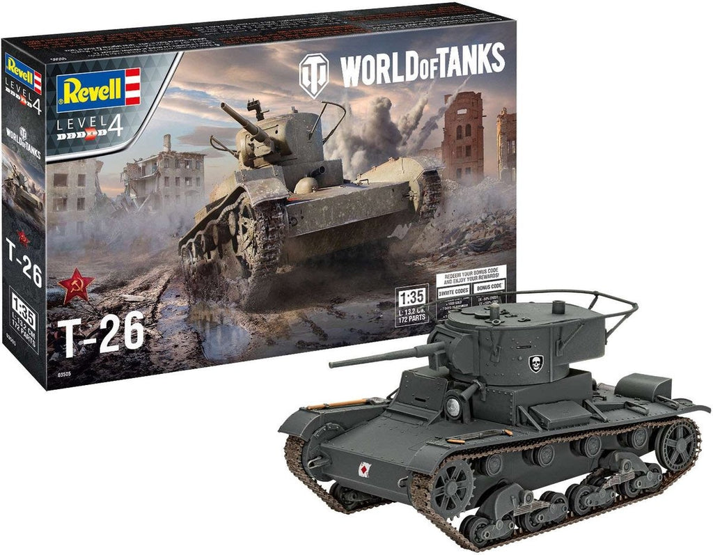 Revell modelbouwpakket militaire voertuigen – 03505 t-26 – world of tanks plastic – 1:35 – modelbouw