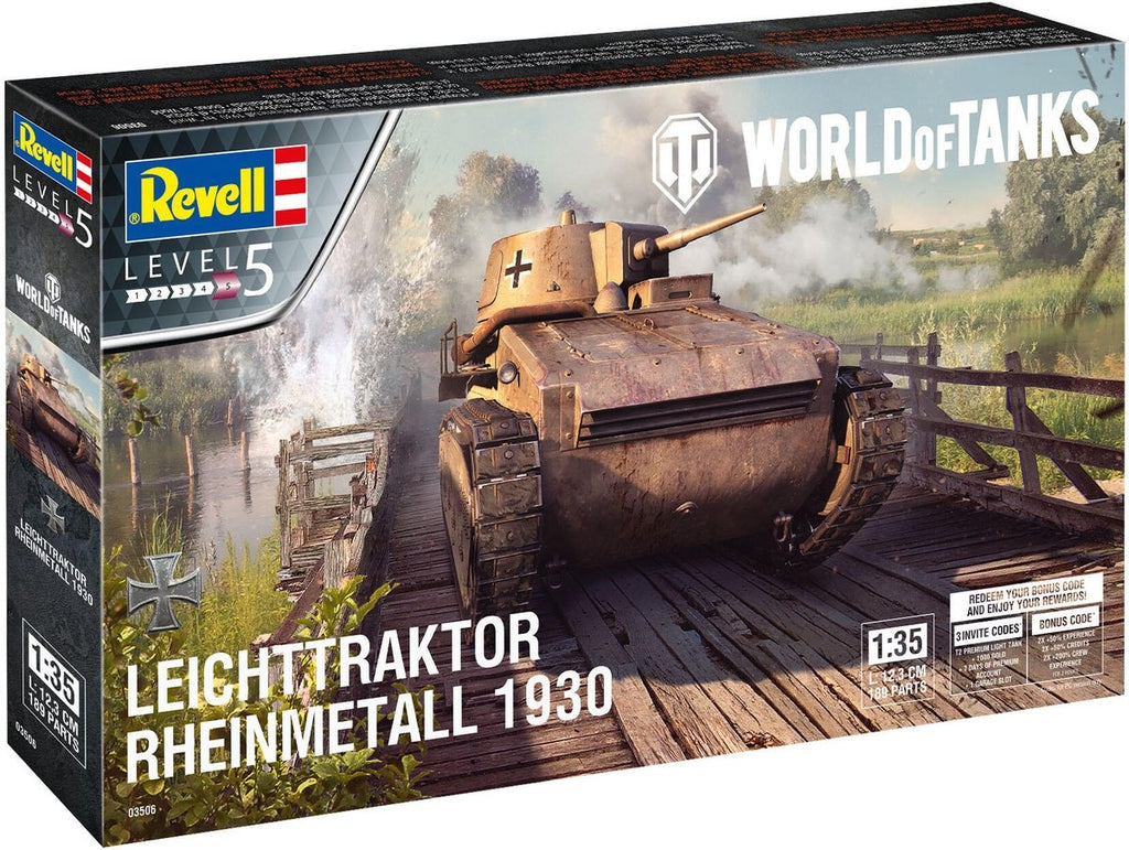 Revell modelbouwpakket militaire voertuigen – 03506 leichttraktor rheinmetall 1930 – world of tanks plastic – 1:35 – modelbouw