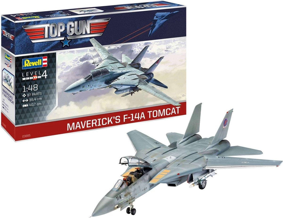 Revell modelbouwpakket militaire voertuigen – 03865 maverick#039 f-14a tomcat ‘top gun' plastic – 1:48 – modelbouw