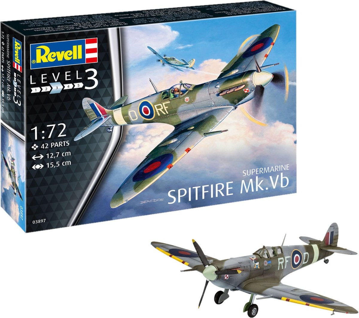 Revell modelbouwpakket militaire voertuigen – 03897 supermarine spitfire mk.vb plastic – 1:72 – modelbouw
