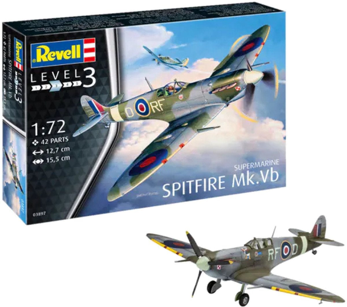 Revell modelbouwpakket militaire voertuigen – 03897 supermarine spitfire mk.vb plastic – 1:72 – modelbouw