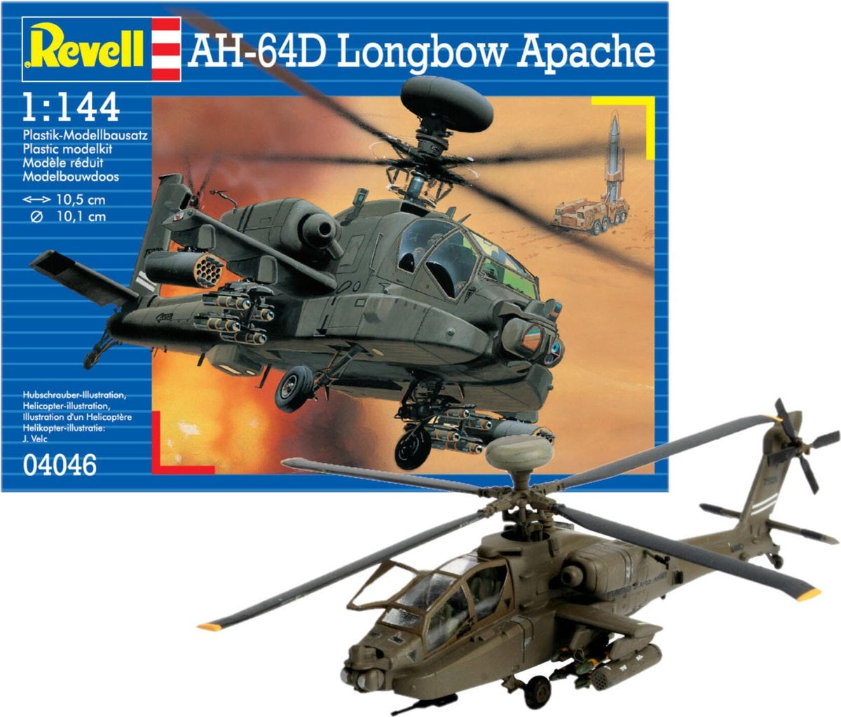 Revell modelbouwpakket militaire voertuigen – 04046 ah-64d longbow apache plastic – 1:144 – modelbouw