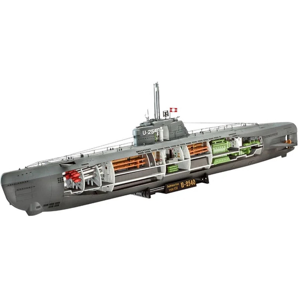 Revell modelbouwpakket militaire voertuigen – 05078 deutsches u-boot typ xxi mit interieur plastic – 1:144 – modelbouw