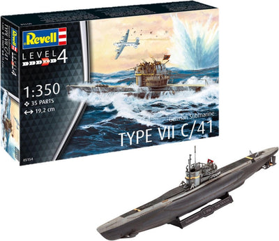Revell modelbouwpakket militaire voertuigen – 05154 german submarine type vii c/41 plastic – 1:350 – modelbouw