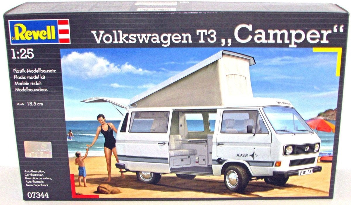 Revell modelbouwpakket auto – 07344 volkswagen t3 camper – duitse camper plastic – 1:25 – modelbouw