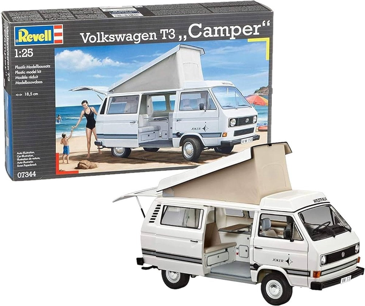 Revell modelbouwpakket auto – 07344 volkswagen t3 camper – duitse camper plastic – 1:25 – modelbouw