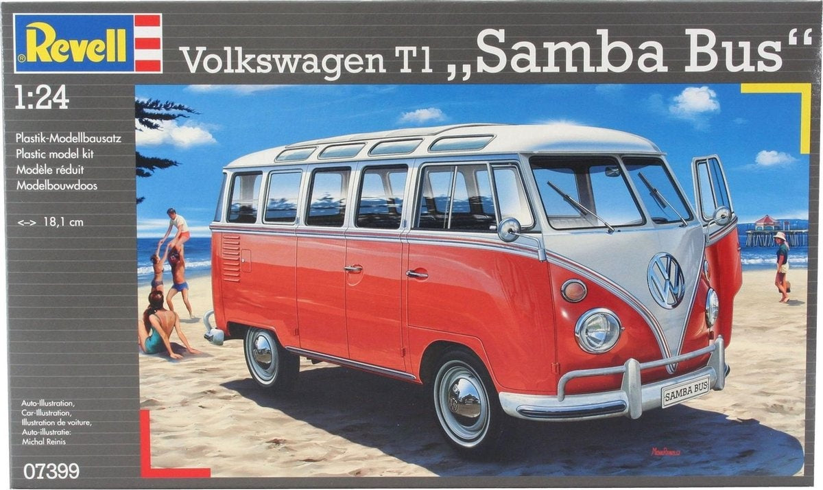 Revell modelbouwpakket auto – 07399 volkswagen vw t1 samba bus plastic – 1:24 – modelbouw