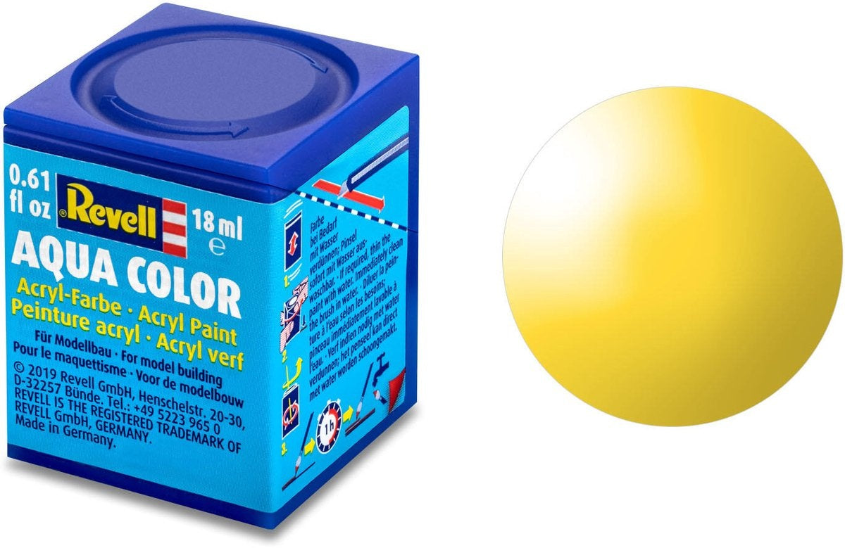 Revell hobbyverf acrylverf – aqua #12 yellow – gloss – ral1018 – acryl – verf potje – 18 ml