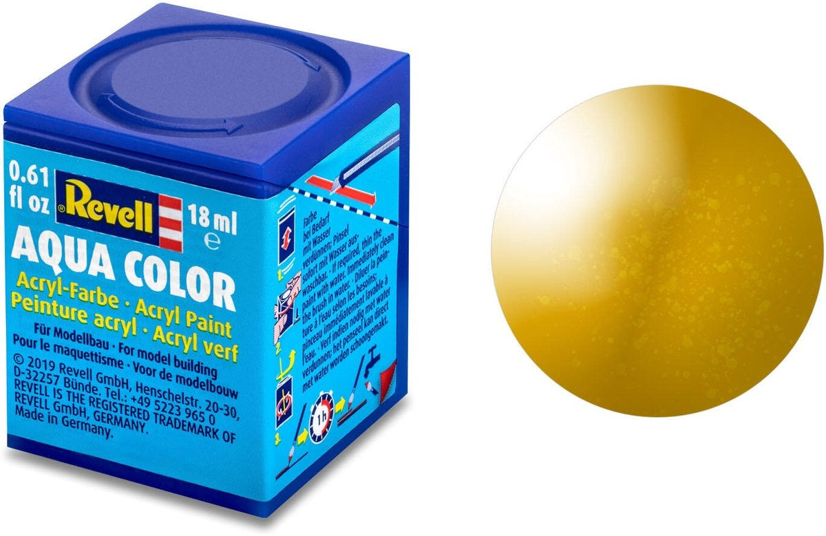 Revell hobbyverf acrylverf – aqua #92 brass – metallic – acryl – verf potje – 18 ml