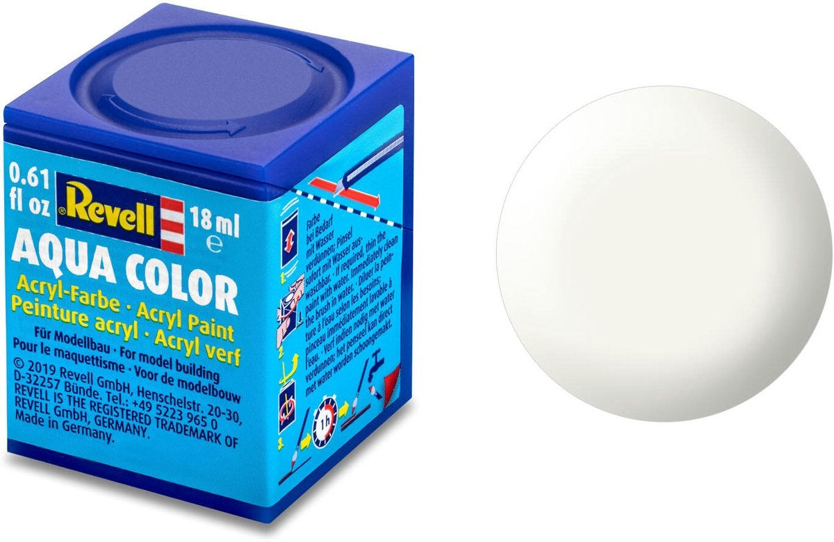 Revell hobbyverf acrylverf – aqua #301 white – satin – ral9010 – acryl – verf potje – 18 ml