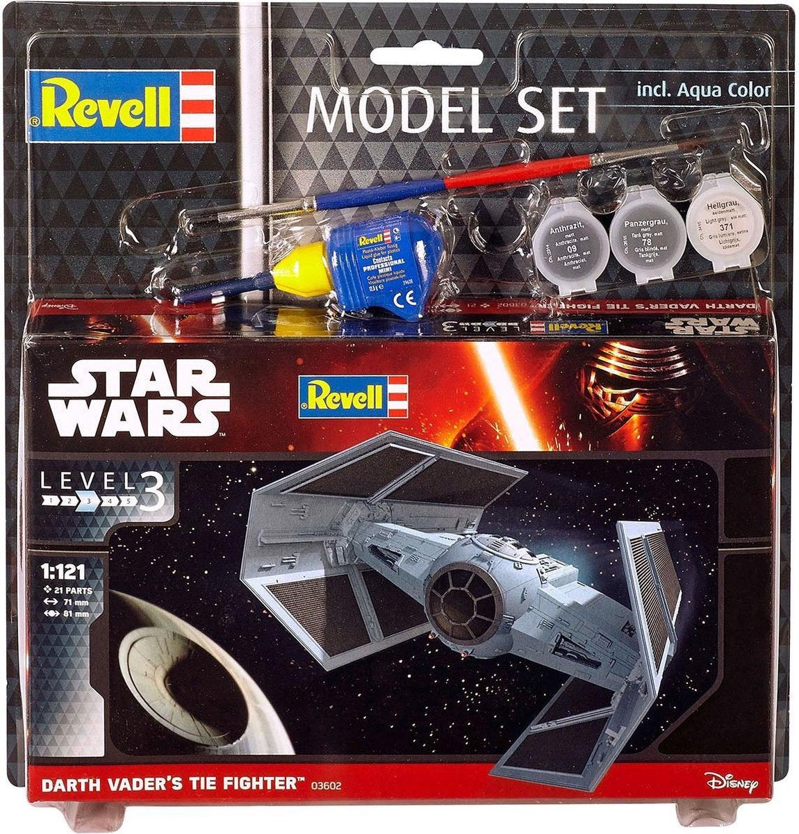 Revell – 63602 star wars darth vaders tie fighter – model set plastic – 1:121 – modelbouw