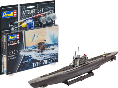 Revell modelbouwpakket militaire voertuigen – 65154 german submarine type vii c/41 – model set plastic – 1:350 – modelbouw