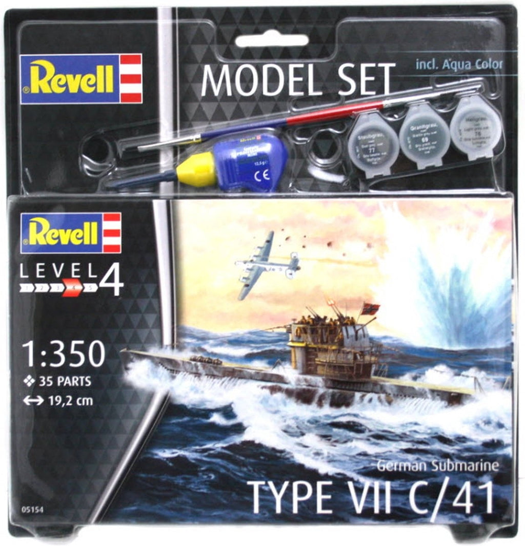 Revell modelbouwpakket militaire voertuigen – 65154 german submarine type vii c/41 – model set plastic – 1:350 – modelbouw