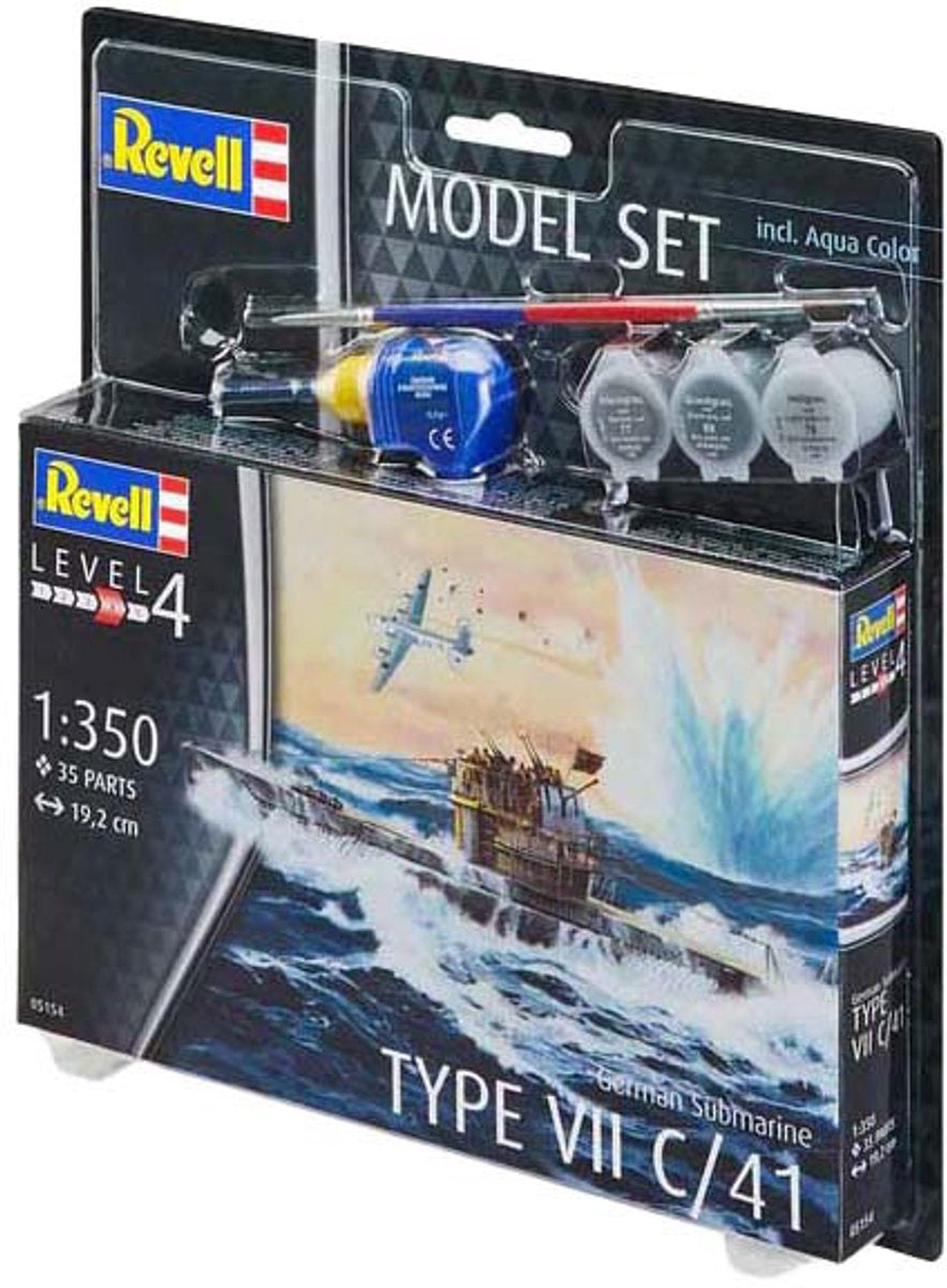 Revell modelbouwpakket militaire voertuigen – 65154 german submarine type vii c/41 – model set plastic – 1:350 – modelbouw