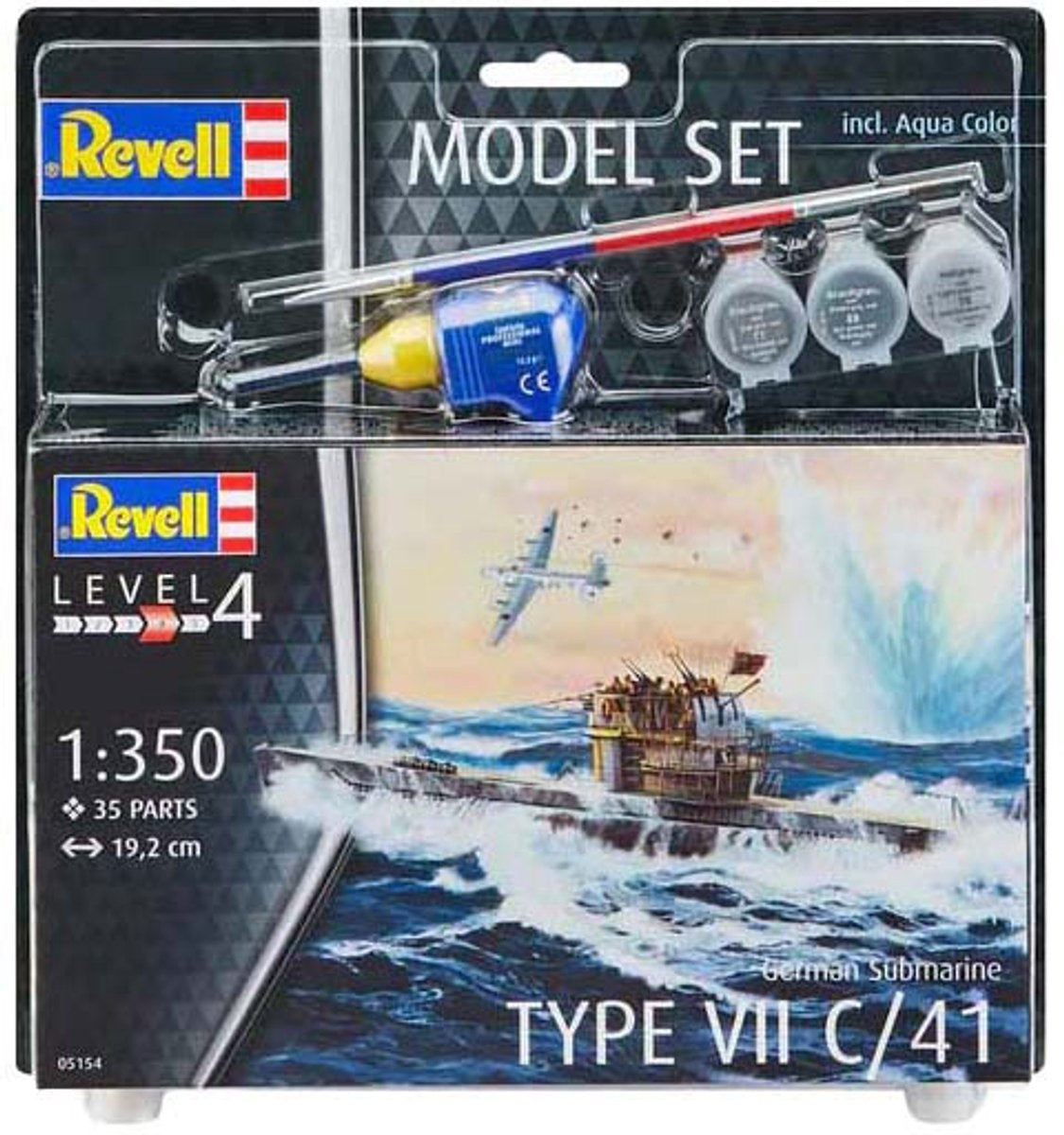 Revell modelbouwpakket militaire voertuigen – 65154 german submarine type vii c/41 – model set plastic – 1:350 – modelbouw