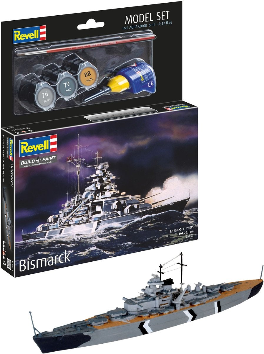 Revell modelbouwpakket schepen – 65802 bismarck ship – model set plastic – 1:1200 – modelbouw