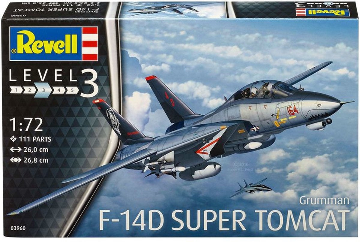 Revell modelbouwpakket vliegtuigen – 03960 f-14d super tomcat plastic – 1:72 – modelbouw