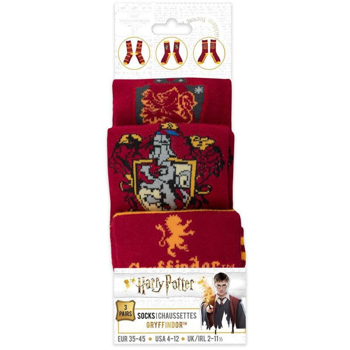 Cinereplicas Harry Potter – gryffindor sokken – set van 3 – rood