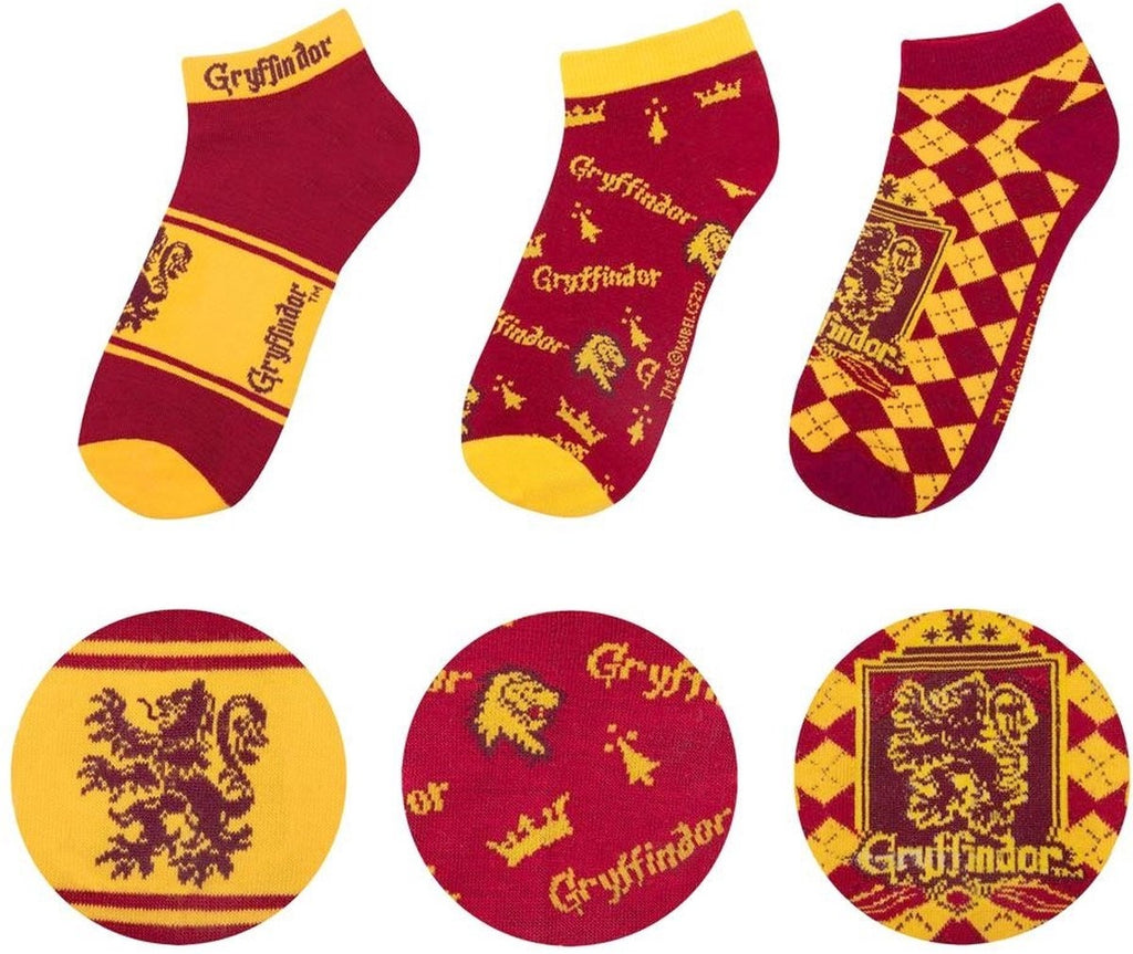 Cinereplicas Harry Potter – gryffindor enkelsokken – set van 3 – rood/geel