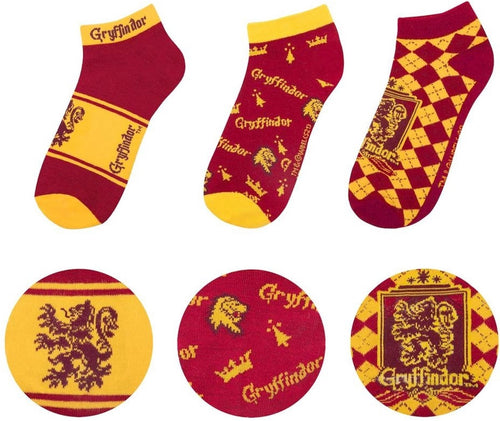 Cinereplicas Harry Potter – gryffindor enkelsokken – set van 3 – rood/geel